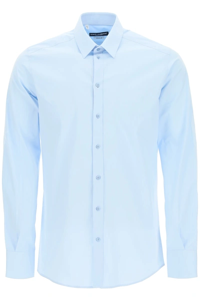 Dolce & Gabbana Gold Fit Shirt In Cotton In Light Blue