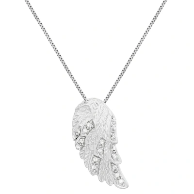 Hetal Diamonds 0.08cttw White Diamond Feather Pendant (h-i In Silver Tone,white