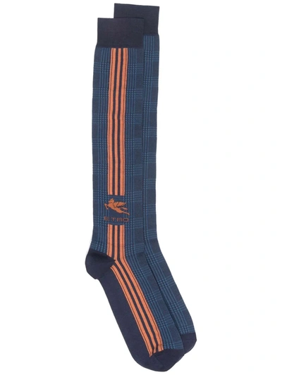 Etro Logo-intarsia Socks In Blue