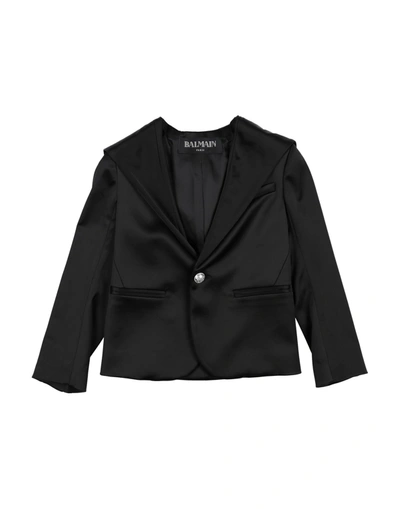 Balmain Kids' Cool Wool Tuxedo Jacket In Black