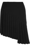 MUGLER Asymmetric pleated crepe mini skirt