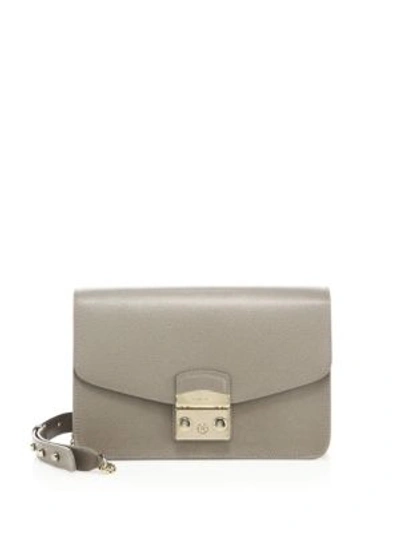 Furla Metropolis Leather Chain Crossbody Bag In Sabbia