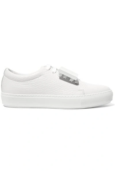Acne Studios Adriana Plaque-detailed Textured-leather Trainers In White
