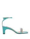 Sergio Rossi Women's Crystal-embellished Patent Leather Sandals In Turquoise