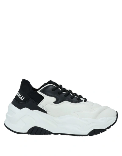 Just Cavalli Pebbled-leather And Neoprene Trainers In White