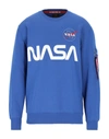 Alpha Industries Felpa Nasa Reflective Bluette In Blue