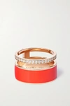 Repossi Women's Berbere 18k Rose Gold, Red Lacquer & Diamond 2-row Ring In Gold