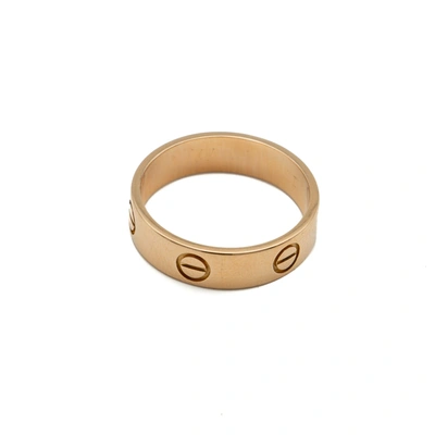 Pre-owned Cartier Love Rose Gold Band Ring Size 59
