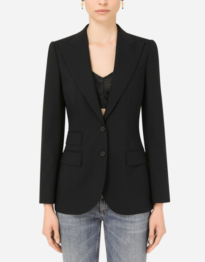 Dolce & Gabbana Single-breasted Woolen Turlington Blazer In Black