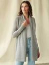 WHITE + WARREN ESSENTIAL CASHMERE TRAPEZE CARDIGAN SWEATER IN GREY HEATHER,11092-GREY-S