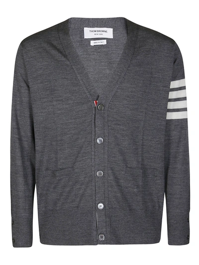 Thom Browne Hector 4-bar V-neck Cardigan In Grey