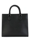 DOLCE & GABBANA BLACK CALFSKIN EDGE SHOPPER BAG WITH LOGO