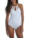 La Blanca Island Goddess High-neck Cutout Tankini Top In White