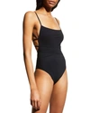 Anemos The K.m. Tie Cheeky One-piece Swimsuit In Black