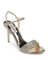 BADGLEY MISCHKA OLYMPIA HIGH-HEEL GLITTER SANDALS,PROD230170029