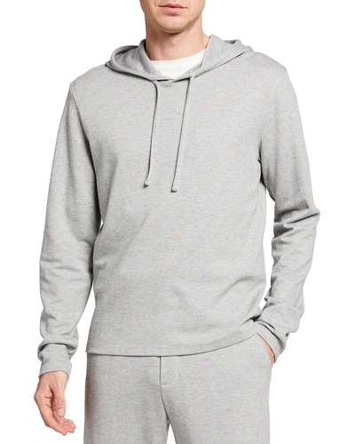 Vince Men's Cozy Double-knit Pullover Hoodie In H Grey