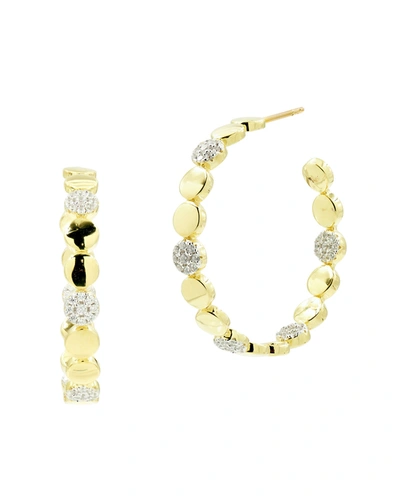 Freida Rothman Fredia Rothman Radiance Pave Station Hoop Earrings In Silver/gold