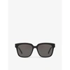 Saint Laurent Sl M40 Shiny Acetate And Nylon Rectangle-frame Sunglasses In Black Shiny