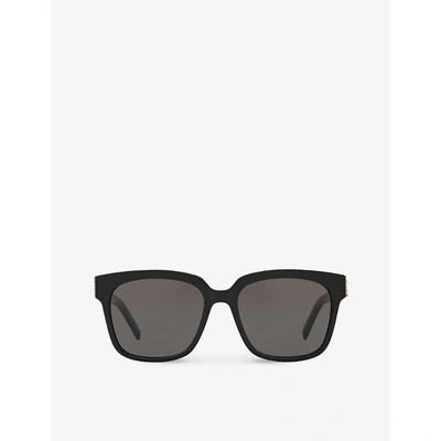 Saint Laurent Sl M40 Shiny Acetate And Nylon Rectangle-frame Sunglasses In Black Shiny