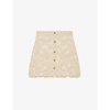 MAJE WOMENS BEIGE JIROU FLORAL-EMBROIDERED HIGH-WAIST KNITTED MINI SKIRT 12,R00066392
