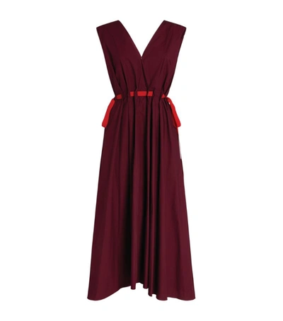 Roksanda Alenia Drawstring-waist Cotton-poplin Dress In Burgundy