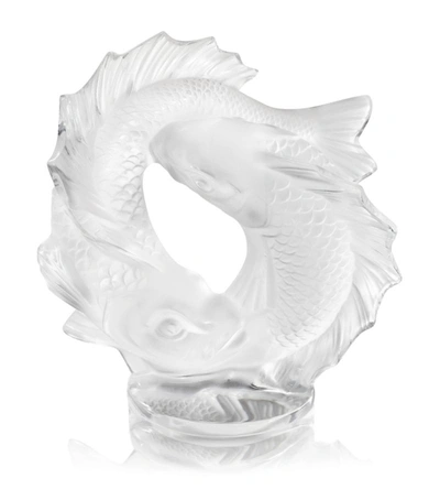 Lalique Small Double Fish Sculpture In Silver