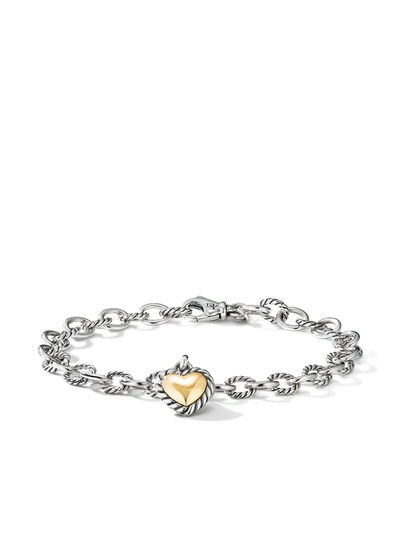 DAVID YURMAN 18KT YELLOW GOLD AND STERLING SILVER CABLE COLLECTIBLES COOKIE CLASSIC HEART BRACELET