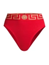 Versace Women's Greca High-rise Briefs In Red