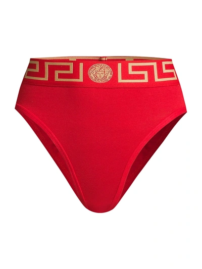 Versace Women's Greca High-rise Briefs In Red