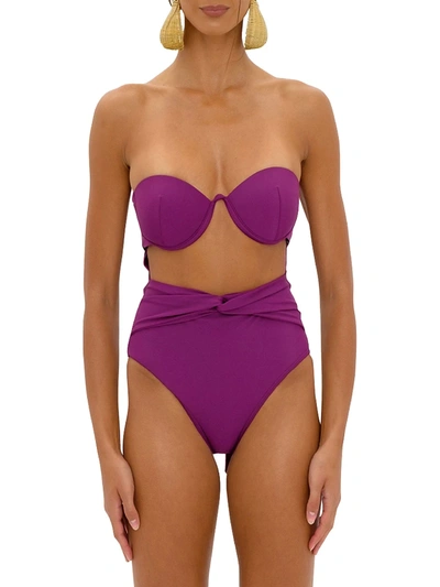 Andrea Iyamah Amina Cutout One-piece Swimsuit In Purple