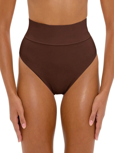 Andrea Iyamah Kuwa High-waist Bikini Bottom In Brown