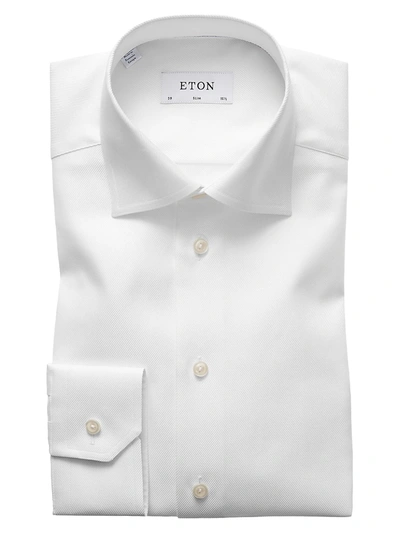 Eton Slim-fit Diagonal Weave Dress Shirt In White