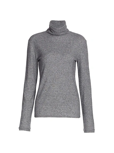 Loulou Studio Turtleneck Ribbed Knit Top In Grey