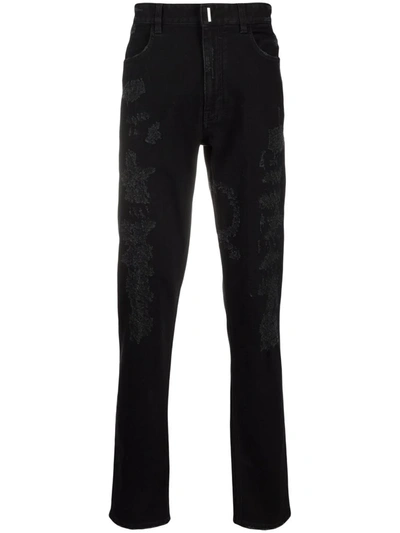 Givenchy Black Distressed Slim-fit Jeans