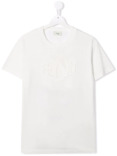 Fendi Teen Logo-embossed T-shirt In White
