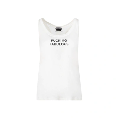 Tom Ford Script-print Semi-sheer Tank In White