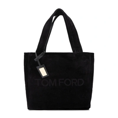 Tom Ford Velvet Towel Tote Bag In Black