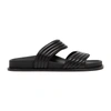 Alaïa Black Leather Flat Sandals In Black