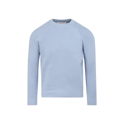 Brunello Cucinelli Cotton Sweater In Blue