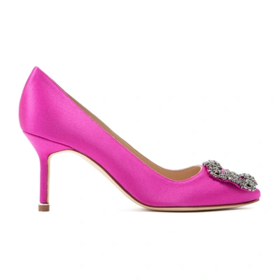 Manolo Blahnik Hangisi 070 Pumps Shoes In Pink &amp; Purple