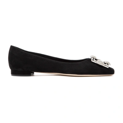 Manolo Blahnik Judith Flat Ballerina Shoes In Black