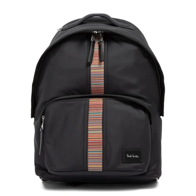 Paul Smith Nylon Stripe Backpack Bag In Black