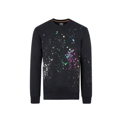Paul Smith Paint-splatter Cotton-blend Jersey Sweatshirt In Black
