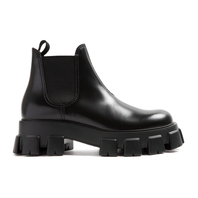 Prada Monolith Leather Shoes In Black