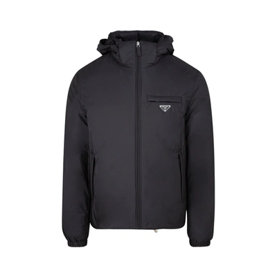Prada Re-nylon Downjacket Wintercoat In Black