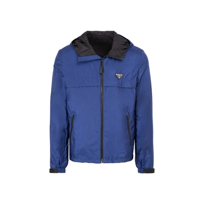 Prada Renylon Jacket Coat In Blue
