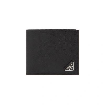 Prada Saffiano Leather Wallet Smallleathergoods In Black