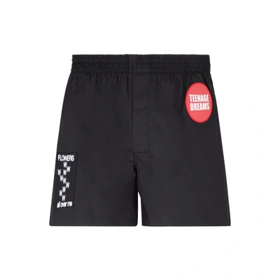 Raf Simons Patched Boxer Shorts In Black
