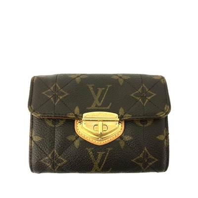 Pre-owned Louis Vuitton Monogram Etoile Portofeuille Compact Wallet In Black