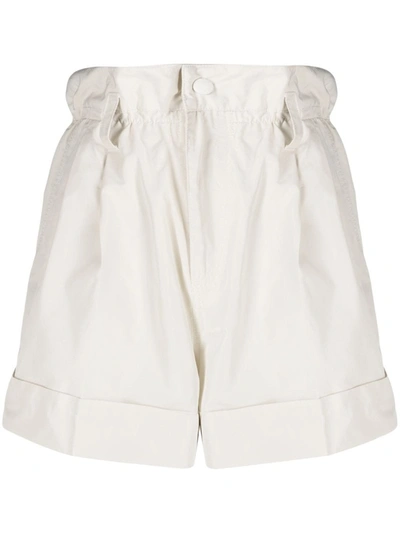 Moncler Paperbag-waist Shorts In Bianco
